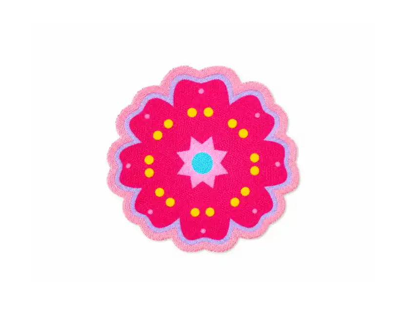 APLIQUE ESTAMPADO TERMOAD FLOR C/BORDE ROSA X 6UN