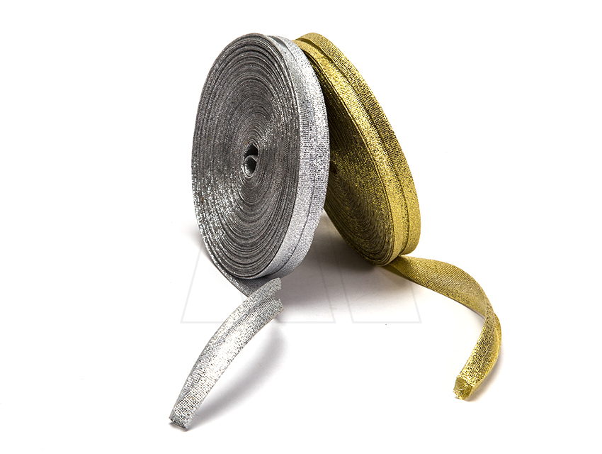 CINTA BIES LAME DORADO-PLATEADO 13MM X 25MTS