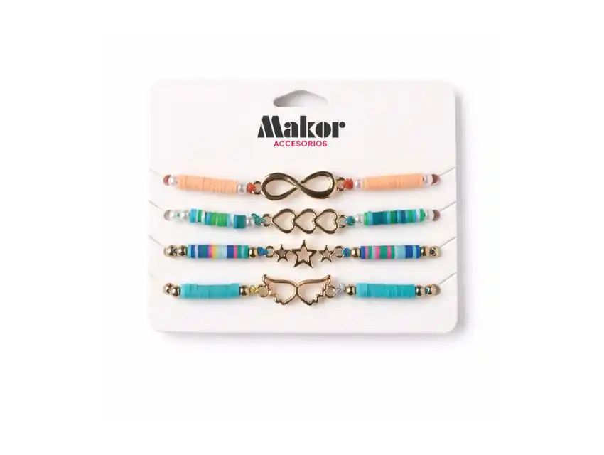 BLISTER PULSERAS FIMOS SURTIDAS X 4UN  