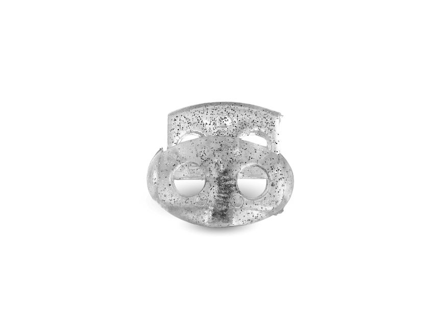 TANCA CHICA DOS AGUJEROS NYLON TRANSPARENTE CON GLITTER