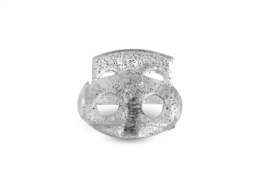 TANCA GRANDE DOS AGUJEROS NYLON TRANSPARENTE CON GLITTER 