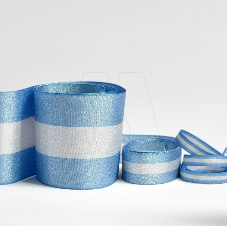 CINTA BANDERA ARGENTINA C/BRILLO C. DE O. Nº2 10MM X 10MTS