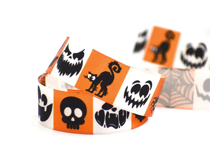 CINTA CREEPY HALLOWEEN CORDON DE ORO 25MM X 10MTS