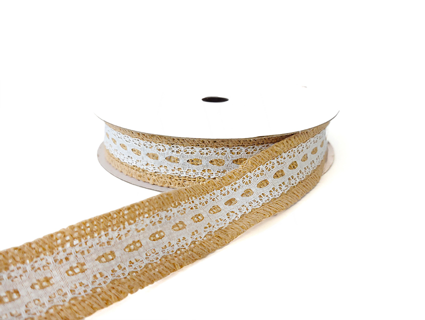 CINTA YUTE C/PUNTILLA 2,5CM X 10YDS