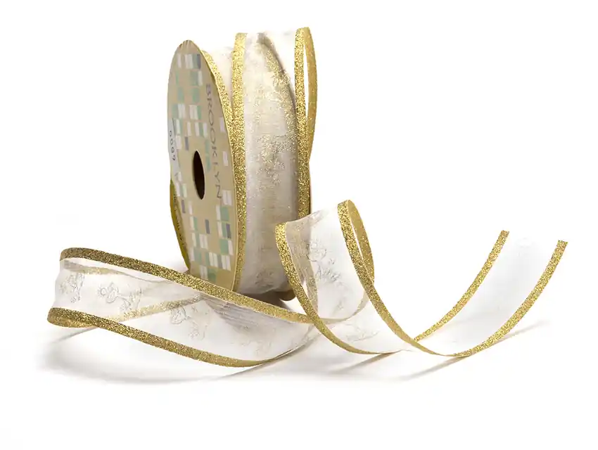 CINTA ORGANZA BROOKLYN P/COMUNION ESTAMPADA CALIZ 2,3CM X 5MTS