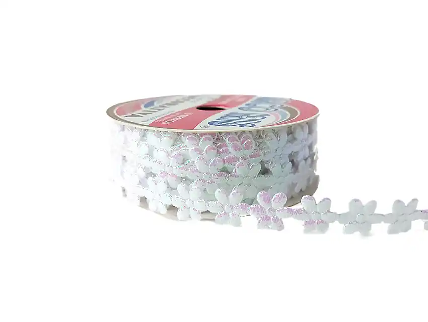 CINTA FANTASIA FLORES IRISADA  1CM X 10MT
