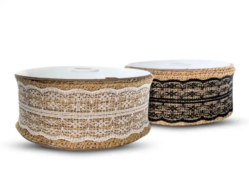 CINTA YUTE CON PUNTILLA 5CM X 10YDS