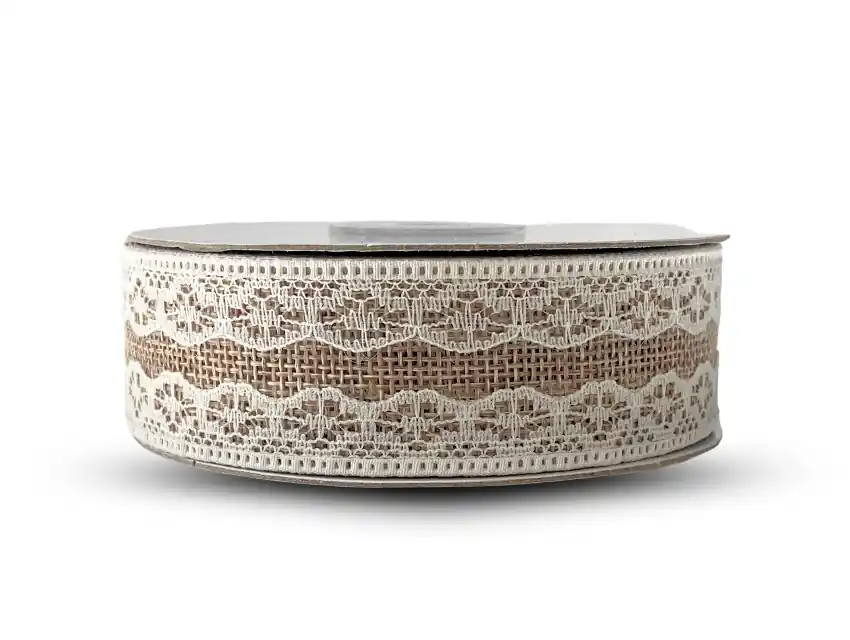 CINTA YUTE CON PUNTILLA 3CM X 10YDS 