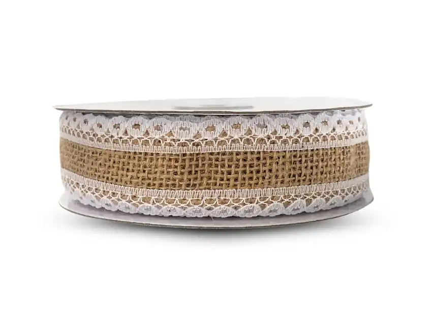 CINTA YUTE CON PUNTILLA 3,5CM X 10YDS 