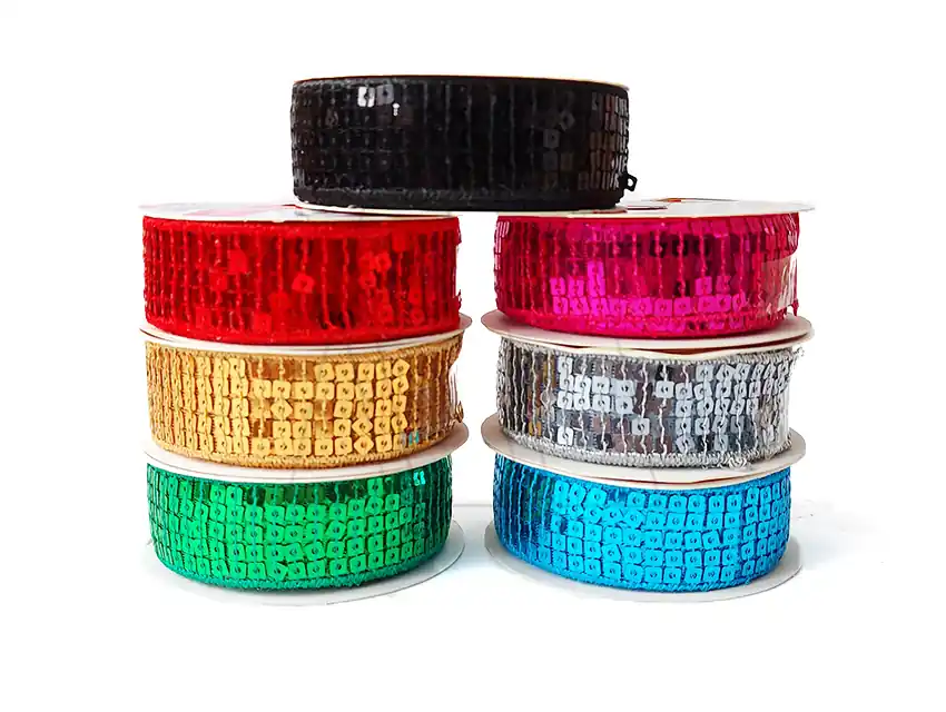 CINTA LENTEJUELA COLORES 25MM X 5MTS