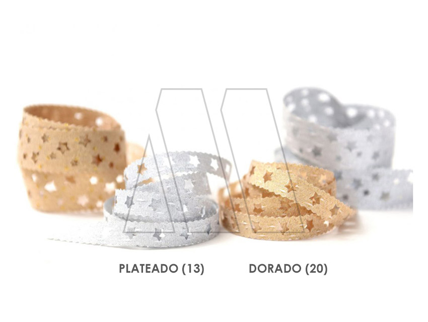 CINTA TROQUELADA ESTRELLA DELUXE CORDON DE ORO 23MM X 10MTS
