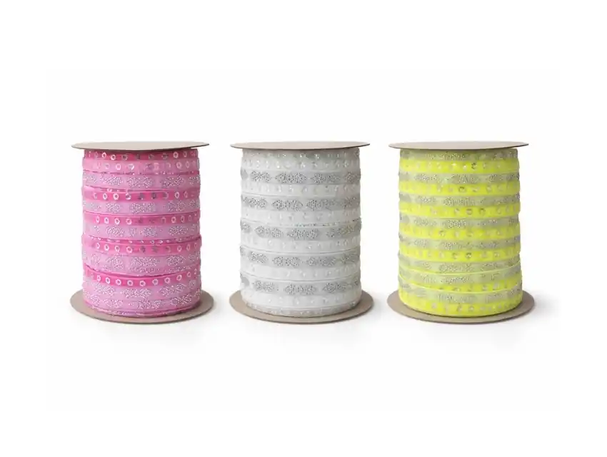 CINTA FUZZ TERCIOPELO C/ LUREX Y LENTEJUELAS MEERA 10MM X 18,28MTS