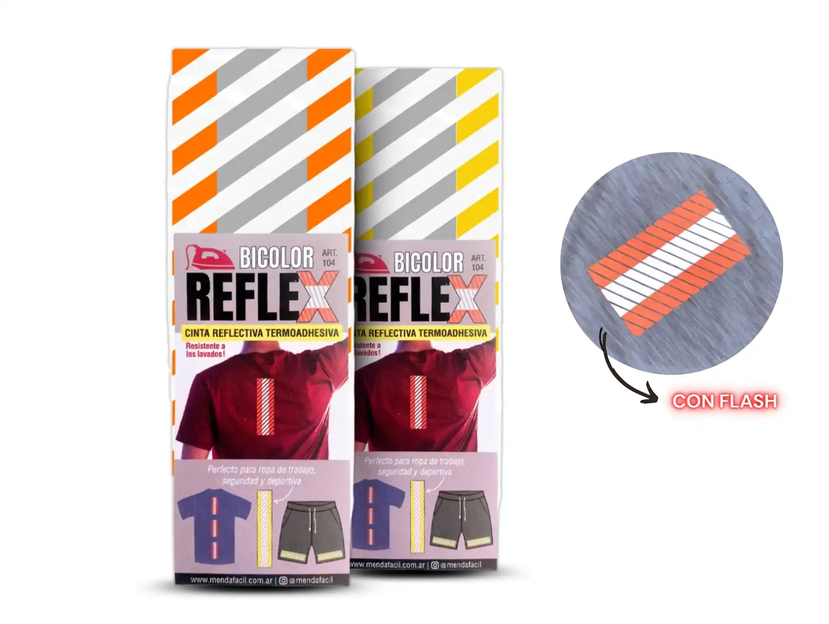 CINTA REFLECTIVA TERMOADHESIVA BICOLOR 5CM X 15CM X UN