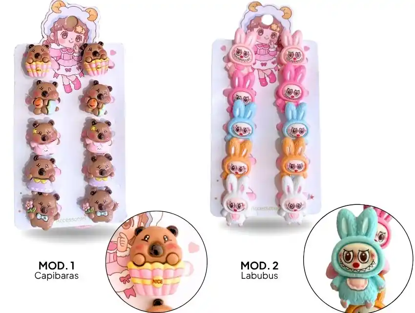 BLISTER DE COLITAS LABUBU - CAPIBARA X 10 UN