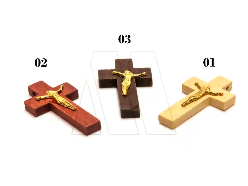CRUZ DE MADERA GRANDE C/JESUS METAL 26MM X 42MM 10UN