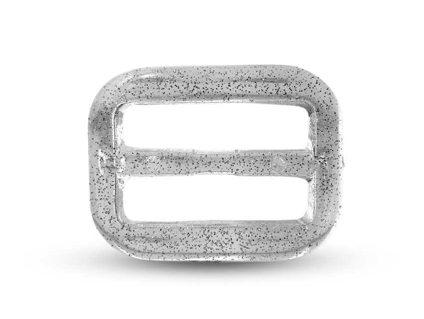 PASADOR HEBILLA PLASTICA CON GLITTER RECTANGULAR PASE 30MM X 6UN 