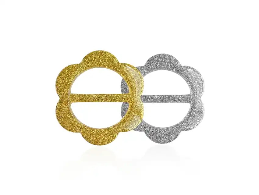 PASADOR HEBILLA PLASTICA CON GLITTER FLOR PASE 30MM X 6UN 