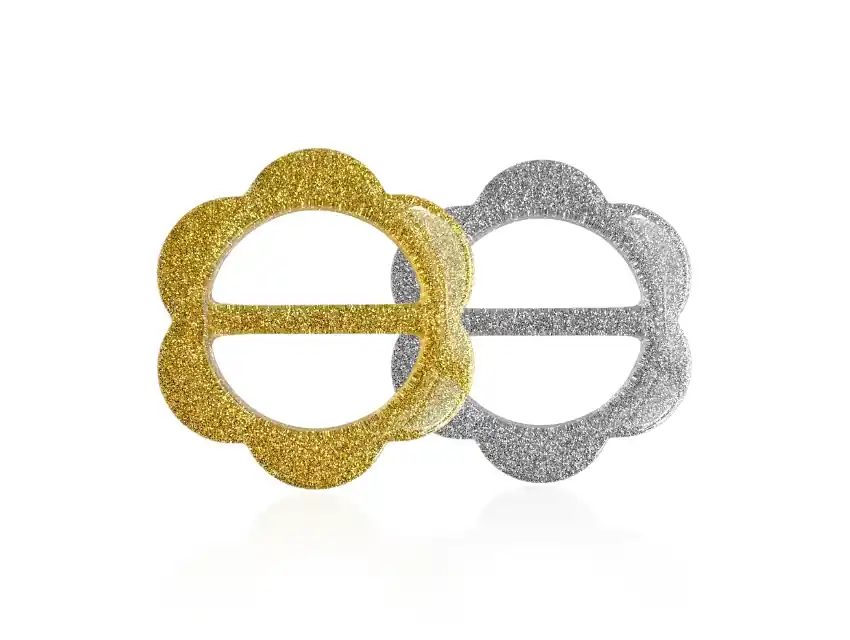 PASADOR HEBILLA PLASTICA CON GLITTER FLOR PASE 35MM X 6UN 