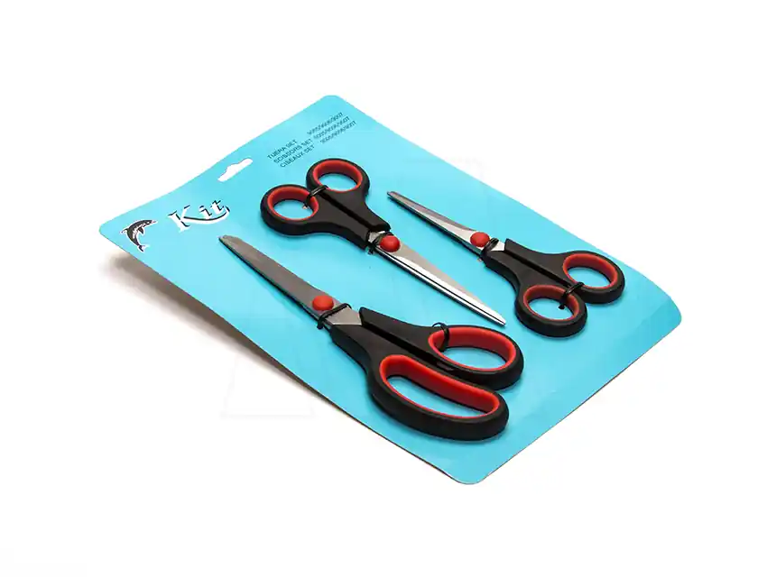 SET DE 3 TIJERAS ACERO C/MANGO PLASTICO