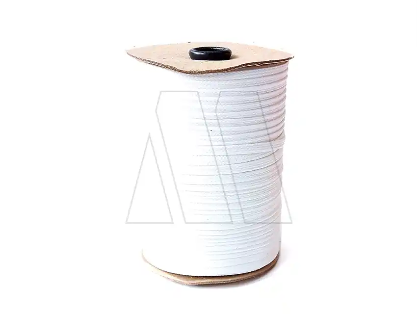 CORDON POLIESTER CHATO TRENZADO N°3 BLANCO EN ROLLO 10MM X 100MTS