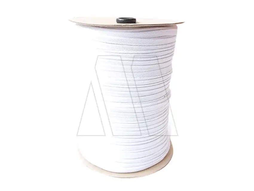 CORDON ALGODON CHATO TRENZADO Nº3 BLANCO EN ROLLO 10MM X 200MTS