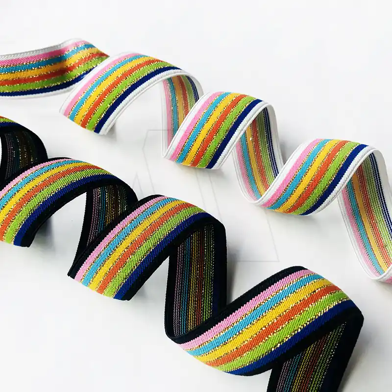 ELASTICO AFELPADO RAYADO C/LUREX 30MM X 10MTS