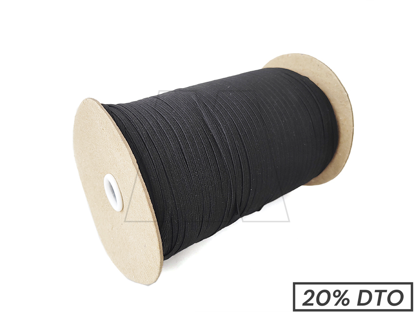 ELASTICO POLIESTER NEGRO 5MM X 500MTS