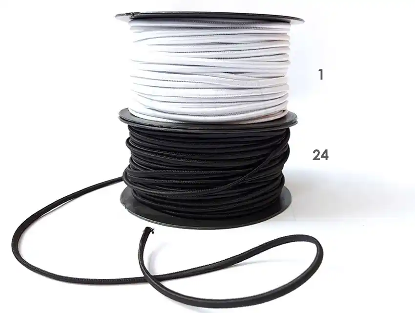 ELASTICO CORDON POLIESTER BLANCO/NEGRO 3MM X 50MTS