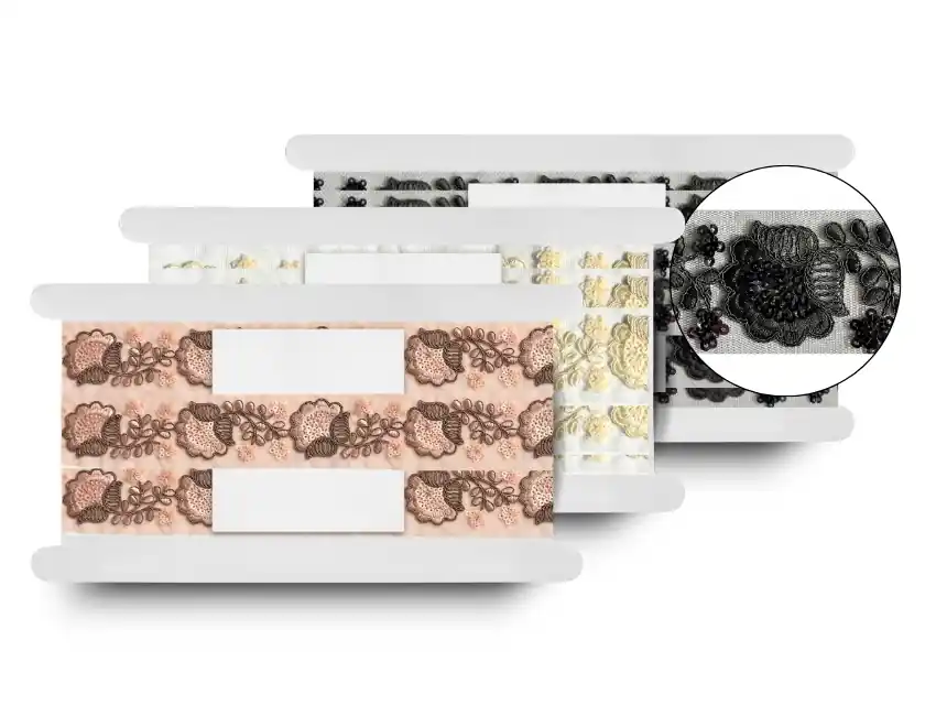 GALON BORDADO TUL C/ LENTEJUELAS JACKY 7CM X 9MTS