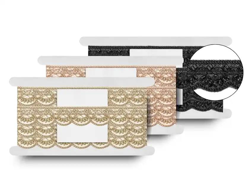 GALON BORDADO C/ LUREX VIENA 3,2CM X 9MTS