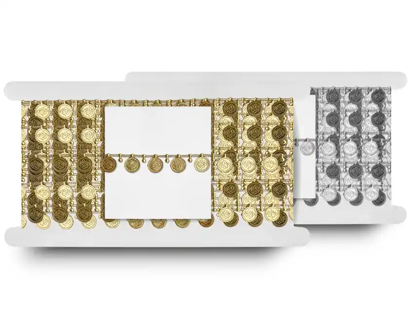 GALON MONEDAS PLASTICAS METALIZADAS CHICAS X 10YDS