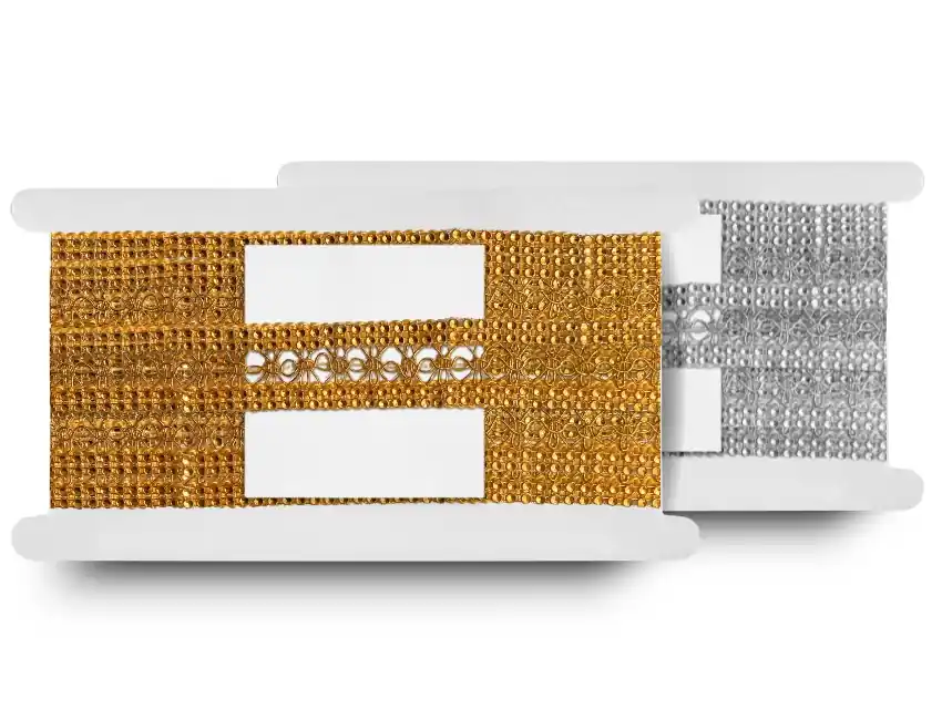  GALON LUREX C/FALSO STRASS 3,5CM X 15YDS 