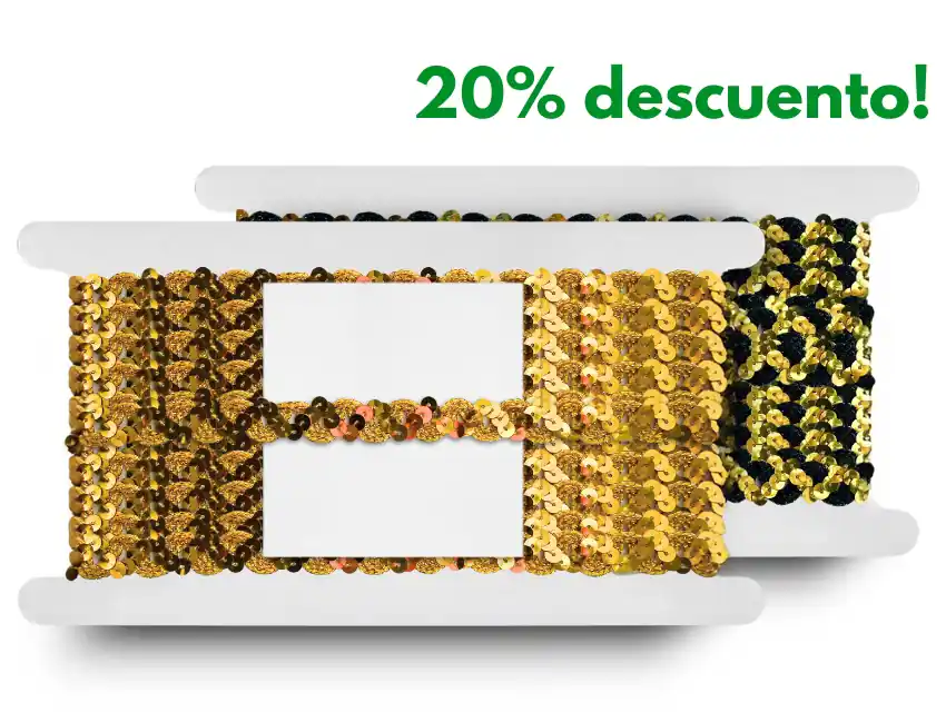 GALON ONDA C/LENTEJUELAS 1,5CM X 20YDS