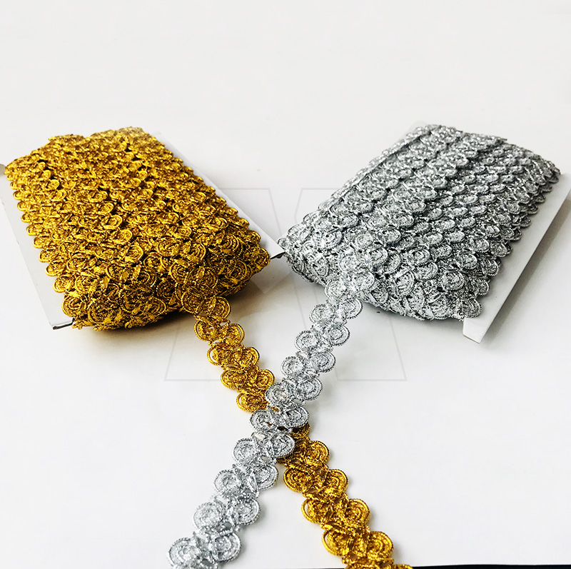 GALON LUREX ZIG ZAG ORO-PLATA 2,5CM X 20YDS