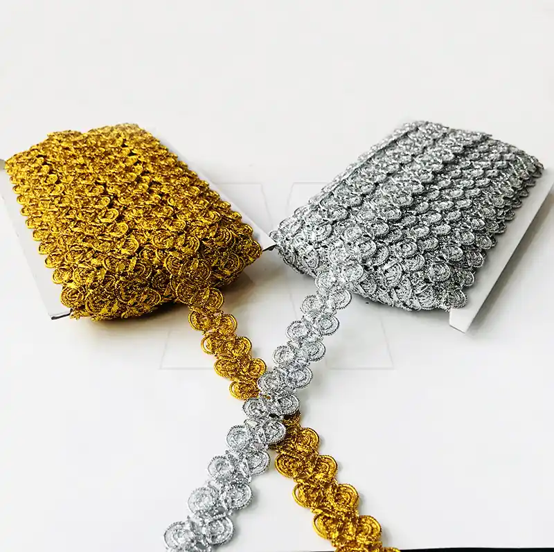GALON LUREX ZIG ZAG ORO-PLATA 2,5CM X 20YDS