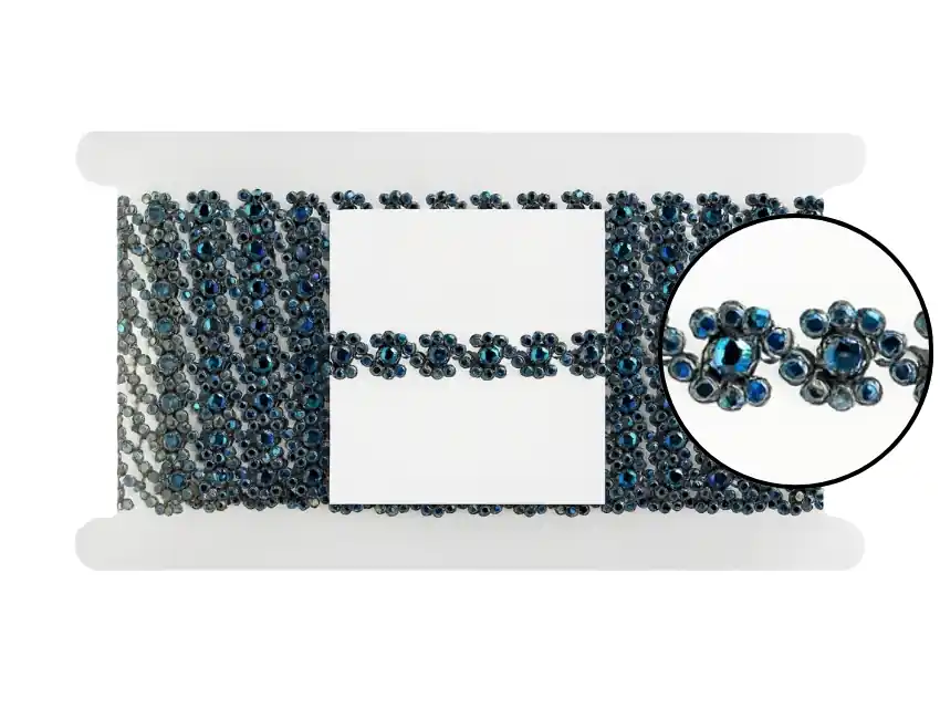 GALON CON STRASS BRILLO AURORA BOREAL 1,7CM X 5YDS