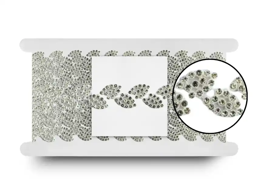 GALON PLASTICO BLANCO CON STRASS VIDRIO JEAN 2CM X 5YDS