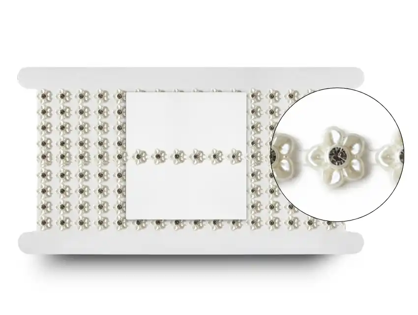 GALON PLASTICO CON STRASS FLOR 1CM X 9,14MTS