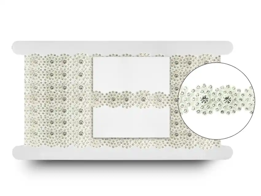 GALON PLASTICO BLANCO CON STRASS VIDRIO 1,7CM X 5YDS