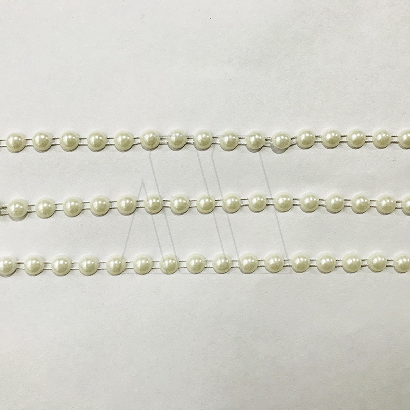 GALON MEDIA PERLA BLANCO 6MM X 25YDS
