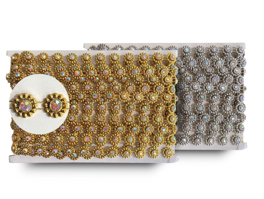  GALON FANTASIA CIRCULOS C/STRASS AURORA BOREAL 1,3CM X 10YDS 
