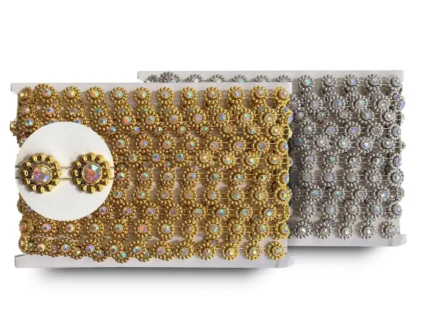  GALON FANTASIA CIRCULOS C/STRASS AURORA BOREAL 1,3CM X 10YDS 