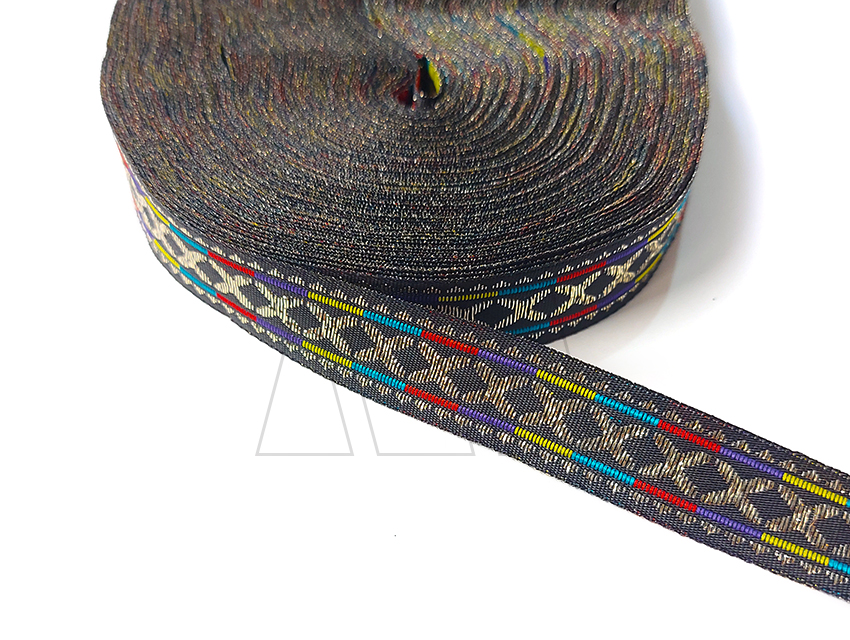 GALON TEJIDO C/LUREX DORADO CRUCES 15MM X 25YDS APROX