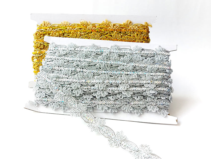 GALON LUREX ONDA DE MAR ORO-PLATA 30MM X 10YDS