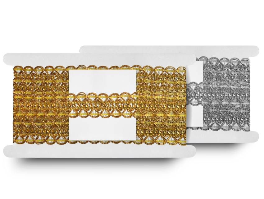 GALON LUREX C/ FALSO STRASS ONDAS 3,5MM X 15YDS 