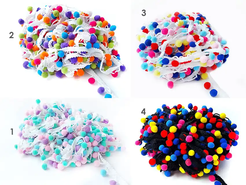 GALON POMPON CBX 4 MOTIVOS 15MM X 25MTS