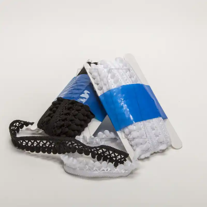 GALON MINI POMPON C/CORDON DOBLE 2 CM X 10 MTS