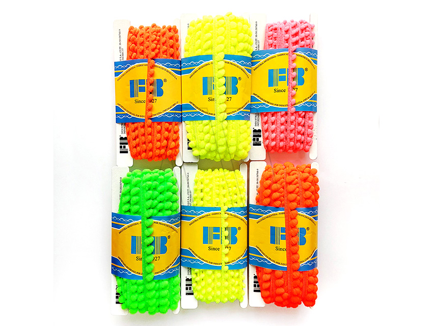 GALON MINI POMPON FLUO FB X 10 MTS