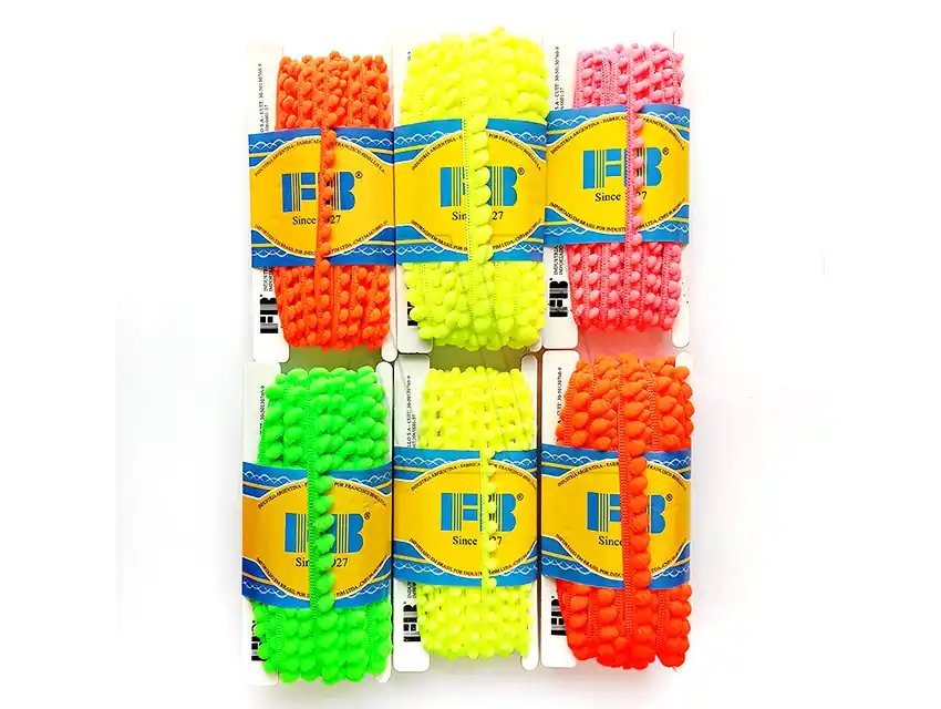 GALON MINI POMPON FLUO FB X 10 MTS