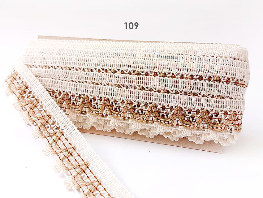 PUNTILLA RUSTICA CRUDO Y YUTE 30MM X 12MTS